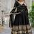 Black zari & sequins embroidered work georgette stitched kurta & dupatta set