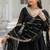 Black zari & sequins embroidered work georgette stitched kurta & dupatta set