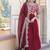 Maroon zari & sequins embroidered work georgette stitched kurta & dupatta set