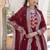 Maroon zari & sequins embroidered work georgette stitched kurta & dupatta set
