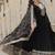 Black zari & sequins embroidered work georgette stitched kurta & dupatta set