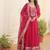 Pink zari & sequins embroidered work georgette stitched kurta & dupatta set