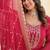 Pink zari & sequins embroidered work georgette stitched kurta & dupatta set