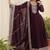 Wine zari & sequins embroidered work georgette stitched kurta & dupatta set