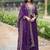 Purple zari & sequins embroidered work georgette stitched kurta & dupatta set