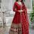 Maroon zari & sequins embroidered work georgette stitched kurta & dupatta set