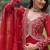 Red zari & sequins embroidered work georgette stitched kurta & dupatta set