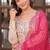 Pink zari & sequins embroidered work jequard & kurta set for women