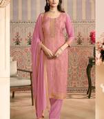 Light pink jacquard silk handwork designer salwar suit
