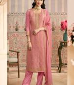 Pink jacquard silk handwork designer salwar suit