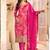 Pink chinon silk embroidered digital print designer salwar suit