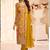 Yellow chinon silk embroidered digital print designer salwar suit