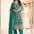 Turquoise chinon silk embroidered digital print designer salwar suit