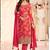 Red chinon silk embroidered digital print designer salwar suit