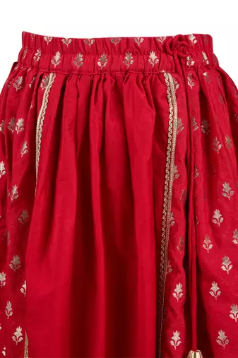 girls White viscose lehenga set - traditional embroidered festive outfit for navratri & durga puja