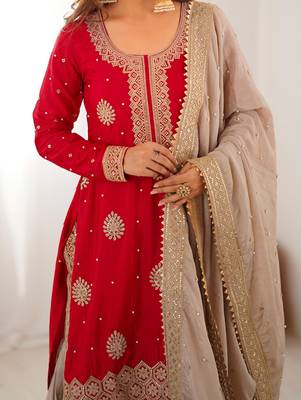 chinon silk coding & sequins work sharara set 3