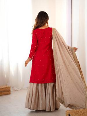 chinon silk coding & sequins work sharara set 6