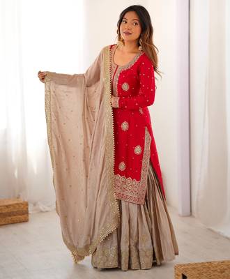 chinon silk coding & sequins work sharara set 8