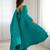 Teal Green Silk Sequin Anarkali with dupatta