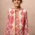 Pink cotton printed kurta dhoti jacket