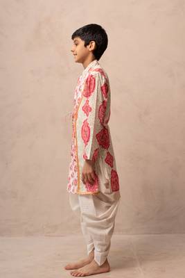 Pink cotton printed kurta dhoti 2