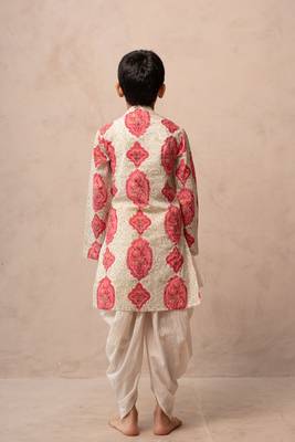 Pink cotton printed kurta dhoti 3