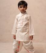 White cotton printed kurta dhoti