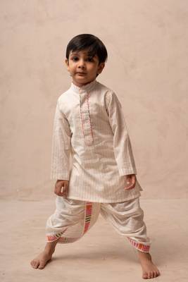 White cotton printed kurta dhoti 3