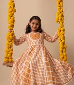 Yellow cotton printed kurta pant dupatta