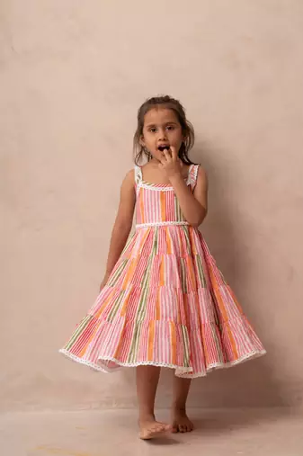 White cotton printed dresses