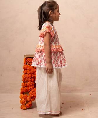 White cotton printed top pant 2
