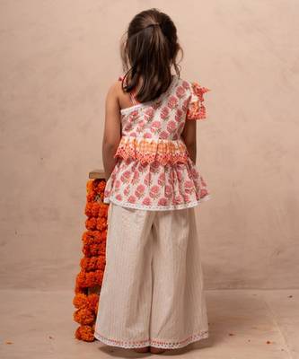 White cotton printed top pant 3
