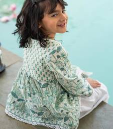 Blue cotton printed angarakha dhoti