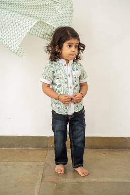 Blue cotton printed shirt 1