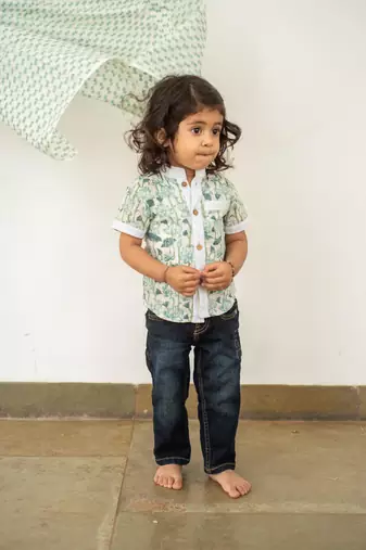 Blue cotton printed shirt