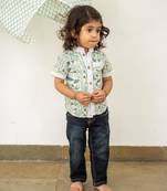 Blue cotton printed shirt