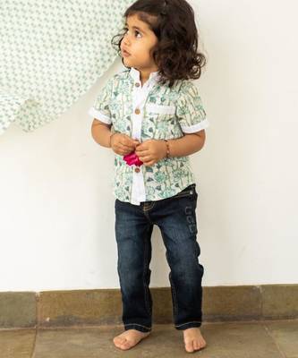 Blue cotton printed shirt 2