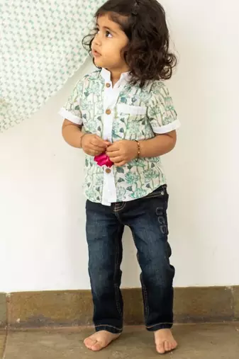 Blue cotton printed shirt