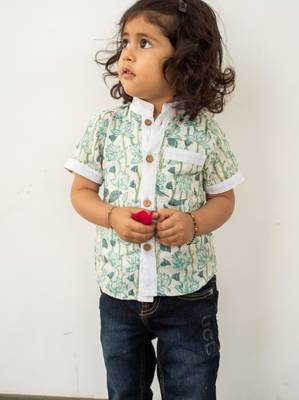 Blue cotton printed shirt 3