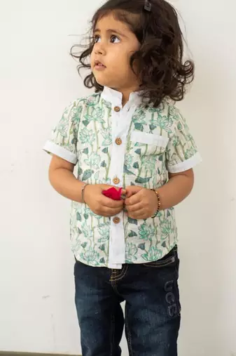 Blue cotton printed shirt
