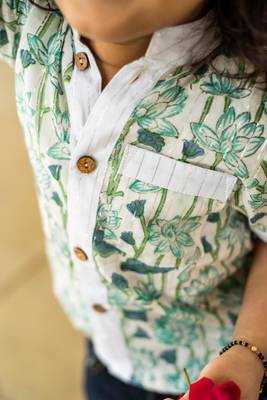 Blue cotton printed shirt 5