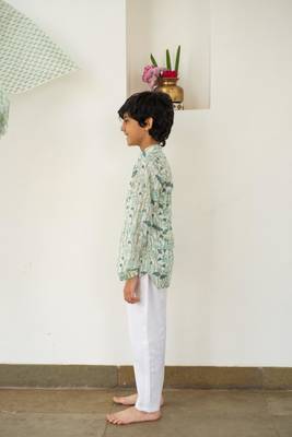 Blue cotton printed kurta pant 2