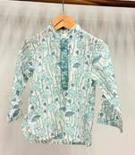 Blue cotton printed kurta pant