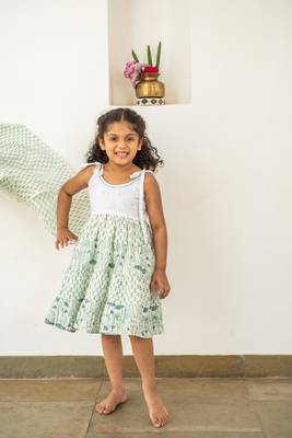 Blue cotton printed dresses 1