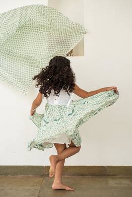 Blue cotton printed dresses 2