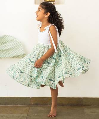 Blue cotton printed dresses 3