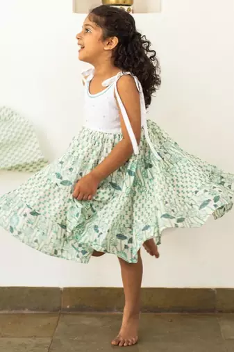 Blue cotton printed dresses
