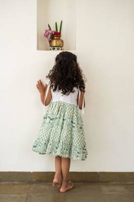 Blue cotton printed dresses 4