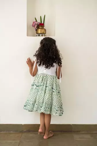 Blue cotton printed dresses