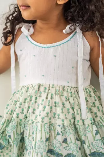 Blue cotton printed dresses